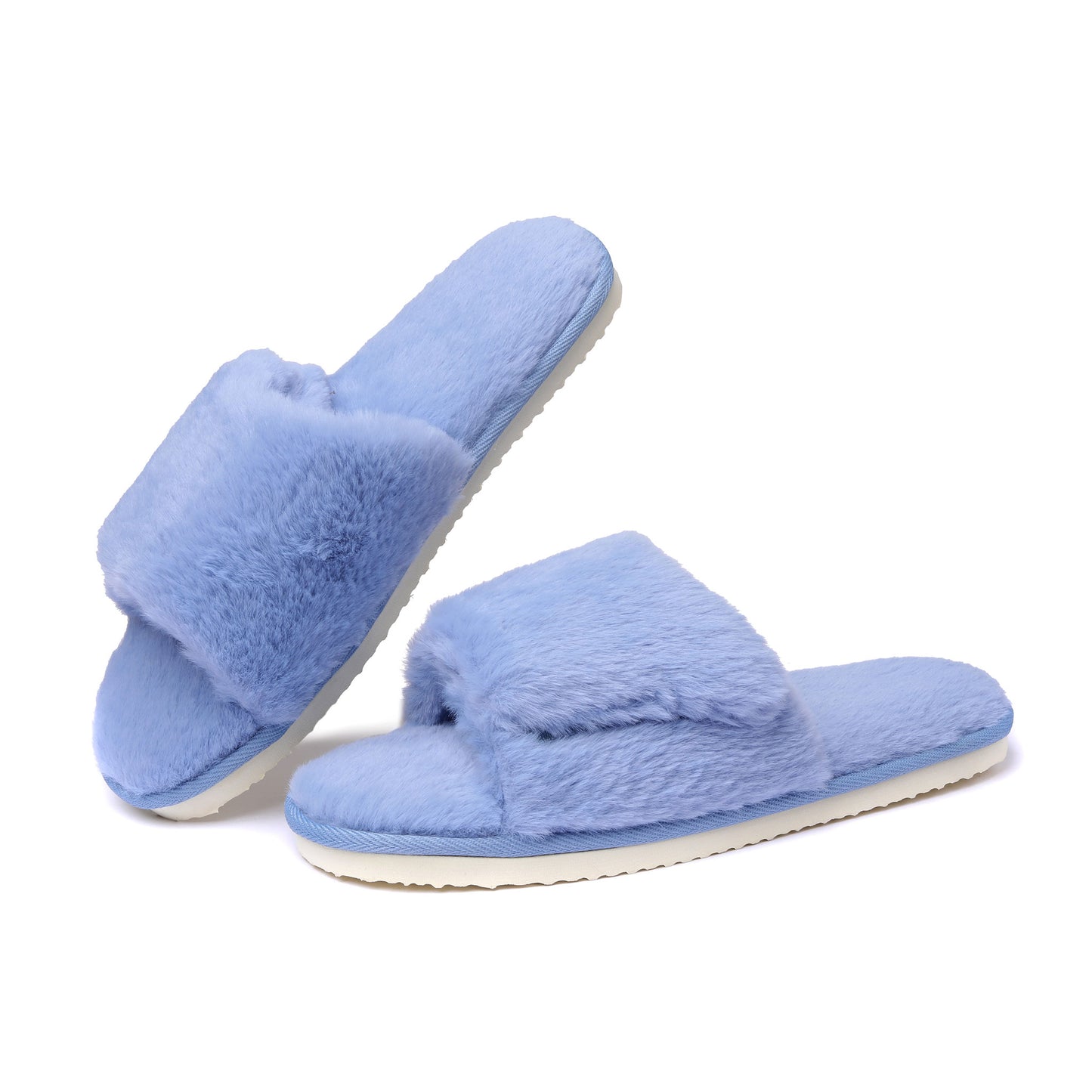 Women's Orthotic Arch Support Slippers Fuzzy Open Toe Memory Foam Slippers Adjustable Width Orthopedic Slippers For Plantar Fasciitis Furry Slide Slippers For Ladies